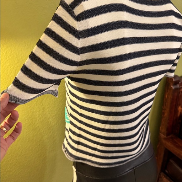 Armani Collezioni Cream and Black Striped Top - Picture 3 of 9